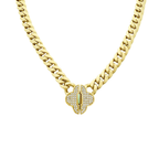 14K Yellow Gold Ladies Hollow Cuban Link Flower Pendant Necklace 18In 16.2Dwt