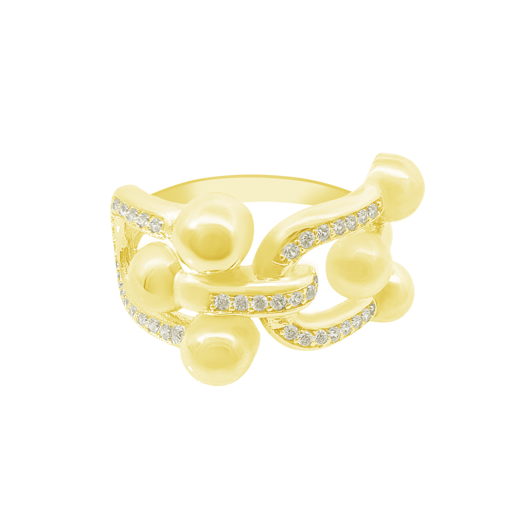 10K Yellow Gold Cz Stirrup Ring Size 8 2.1Dwt