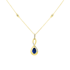 0.07Ct Dia 0.37Ct Bs 14K Yellow Gold Sapphire Pendant Necklace 18In 1.2Dwt