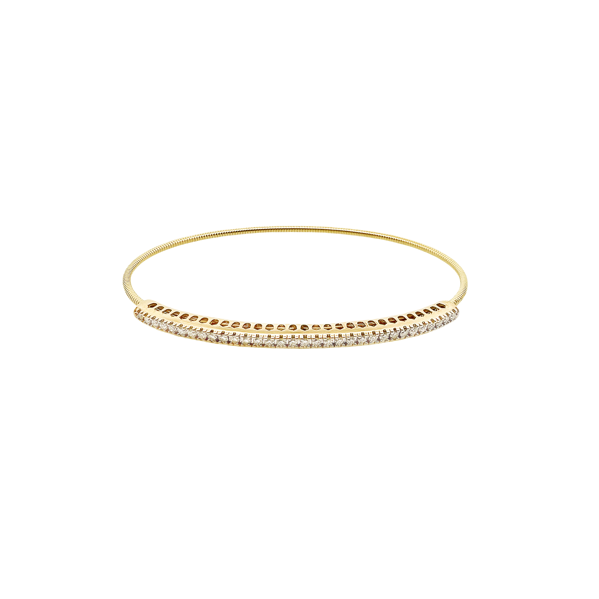 1/2Ctw 14K Yellow Gold Diamond Bangle Bracelet 3.9Dwt