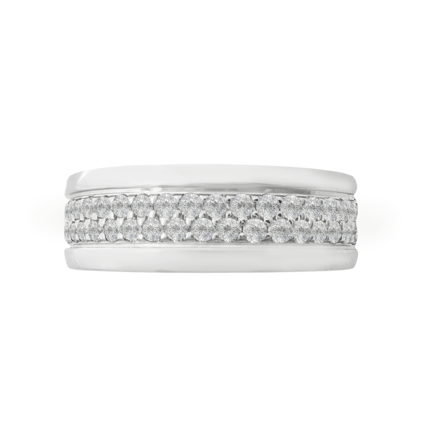 14K White Gold Diamond Wedding Band Mens Size 8.75 4.3Dwt