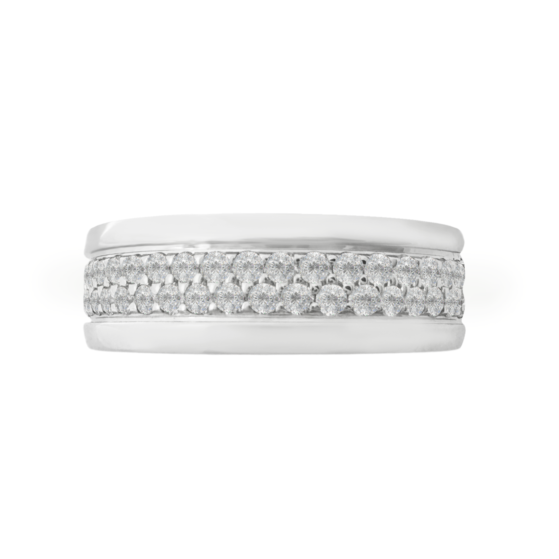 14K White Gold Diamond Wedding Band Mens Size 8.75 4.3Dwt