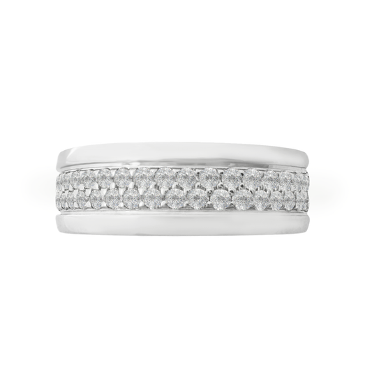 14K White Gold Diamond Wedding Band Mens Size 8.75 4.3Dwt