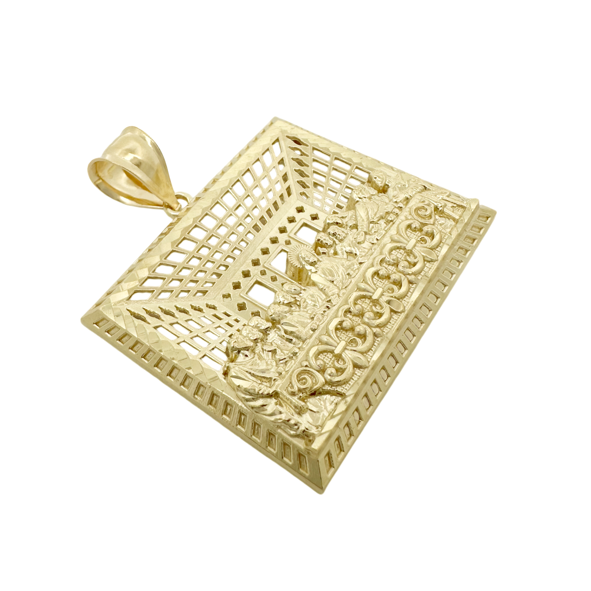10K Yellow Gold Rectangular Last Supper Pendant 6.4Dwt