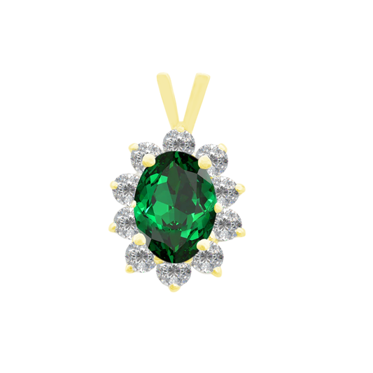 14K Yellow Gold Sapphire & Diamond Pendant 0.9Dwt