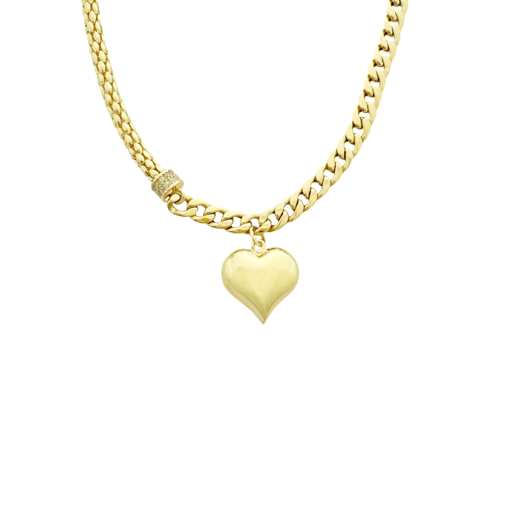 14K Yellow Gold Ladies Fancy Link Heart Pendant Necklace 19In 10.3Dwt