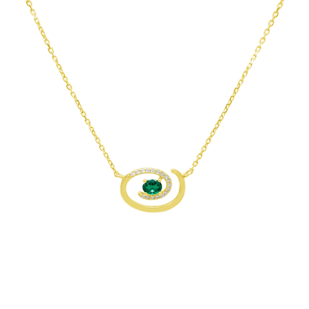0.07Ct Dia 0.16Ct Em 14K Yellow Gold Emerald Necklace 18In 1.4Dwt