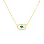 0.07Ct Dia 0.16Ct Em 14K Yellow Gold Emerald Necklace 18In 1.4Dwt