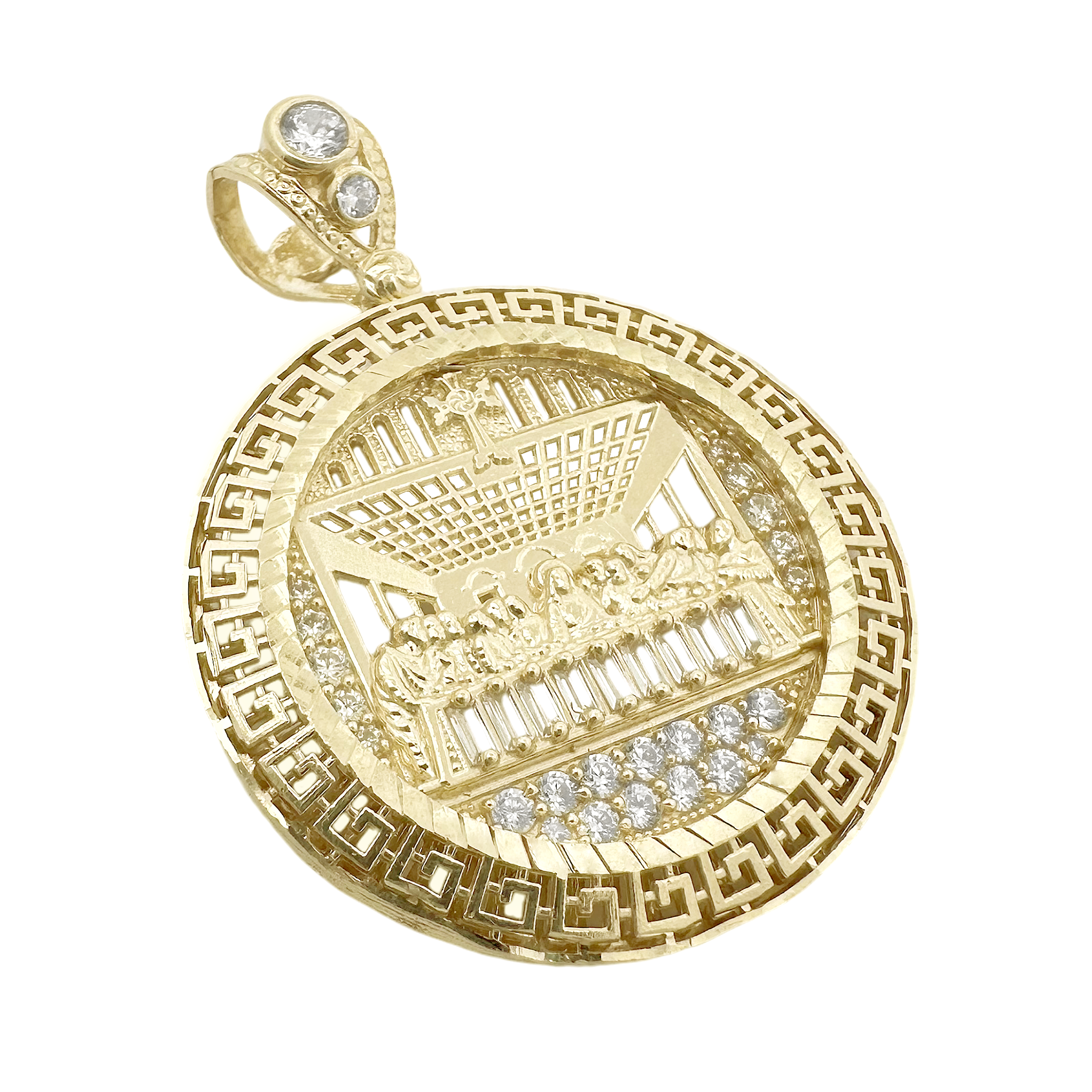 10K Yellow Gold XL Round Last Supper Pendant 22.2Dwt