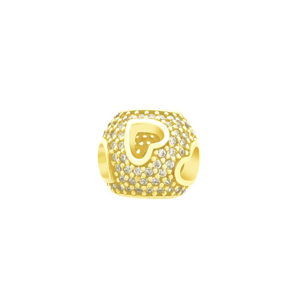 14K Yellow Gold Cz Open Heart Charm 1.6Dwt