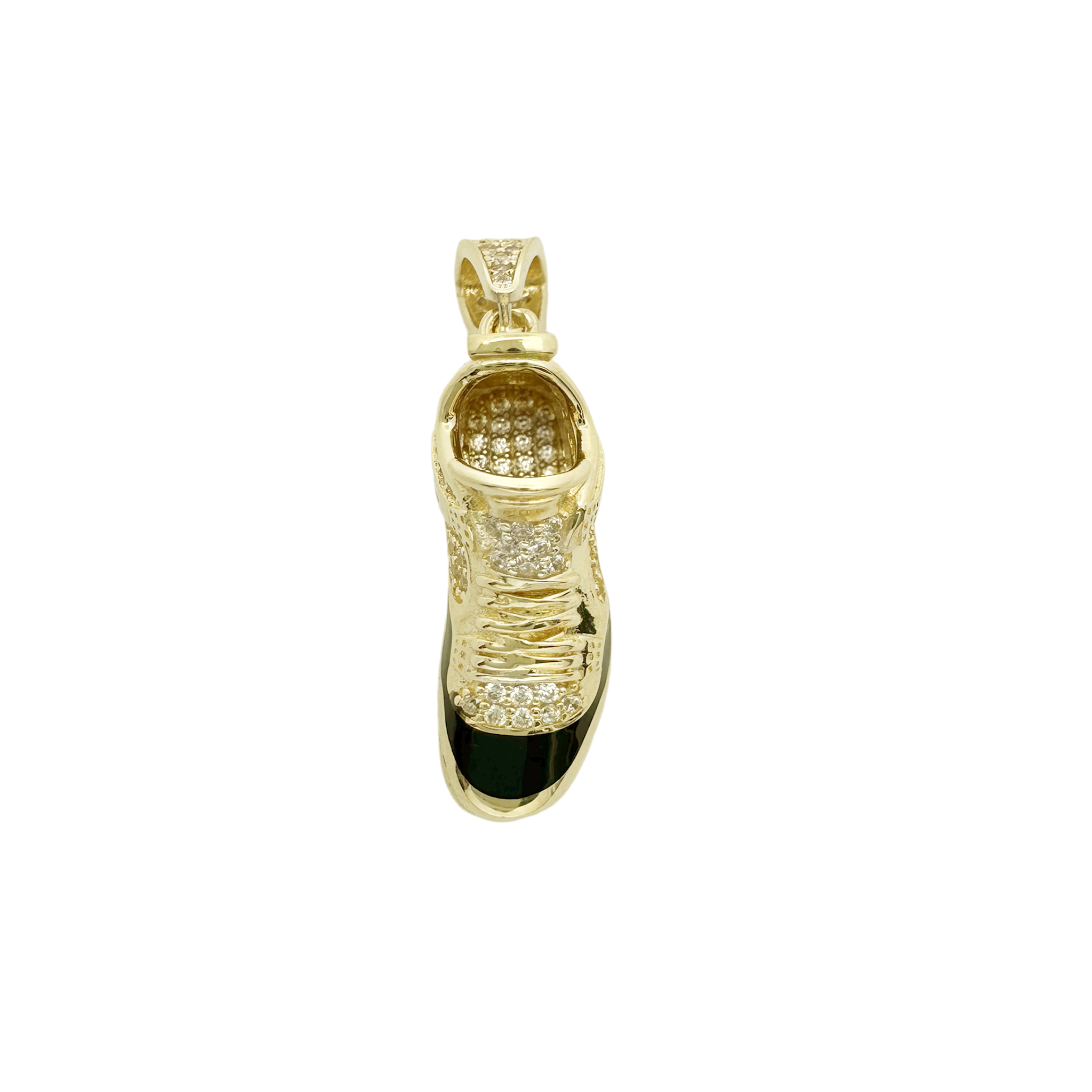10K Yellow Gold Cz & Enamel Sneaker Pendant 3.7Dwt
