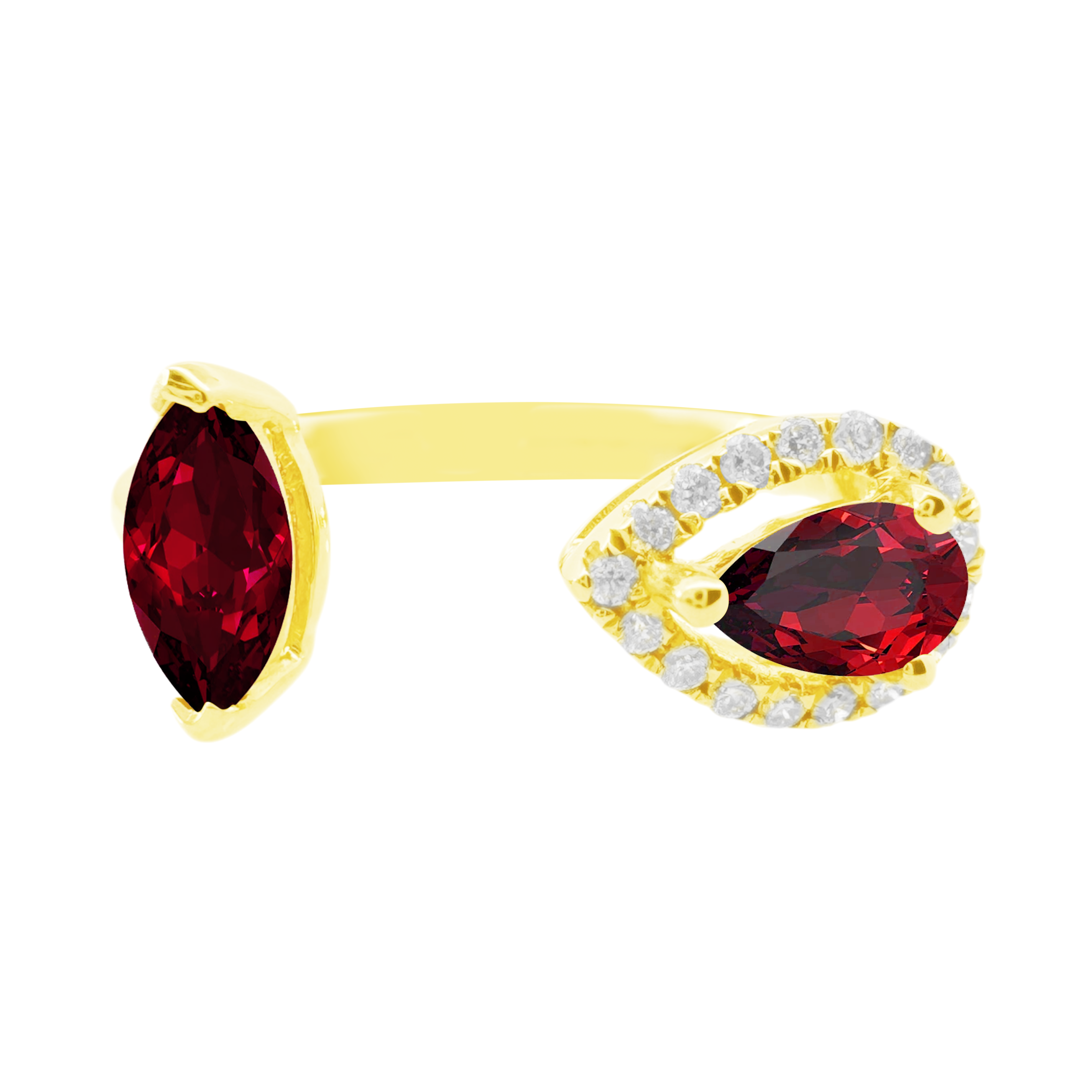 0.28Ct Dia 0.26Ct Ru 14K Yellow Gold Dia & Ruby Fashion Ring Size 7 1.1Dwt