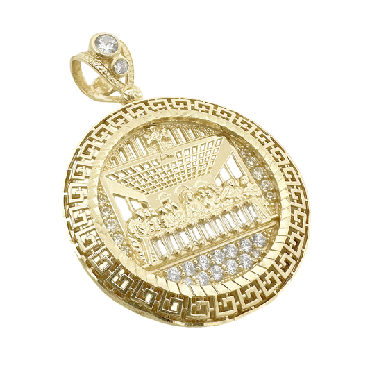 10K Yellow Gold Round Last Supper Pendant 6.5Dwt