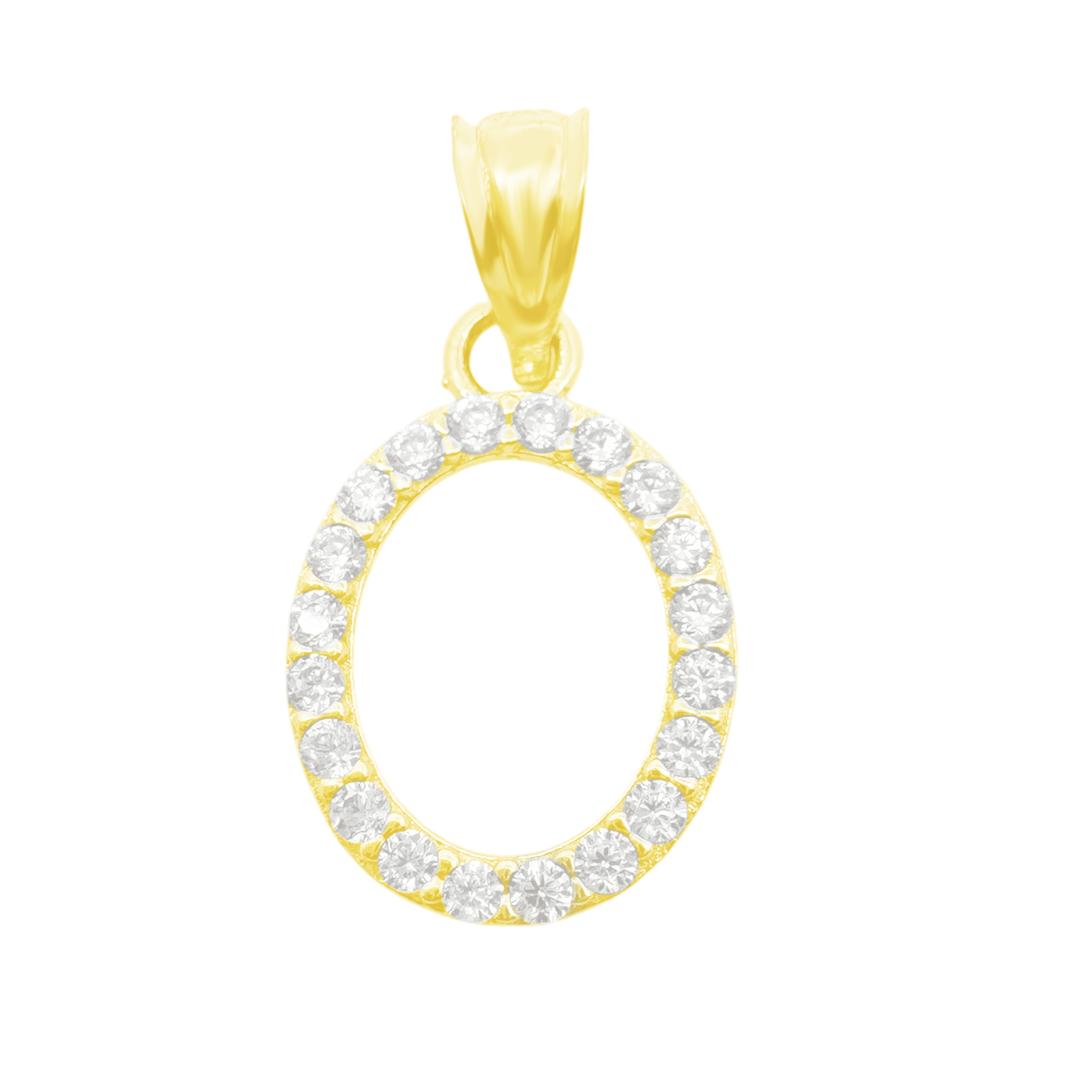 10K Yellow Gold Cubic Zirconia Letter "O" Pendant 0.4Dwt