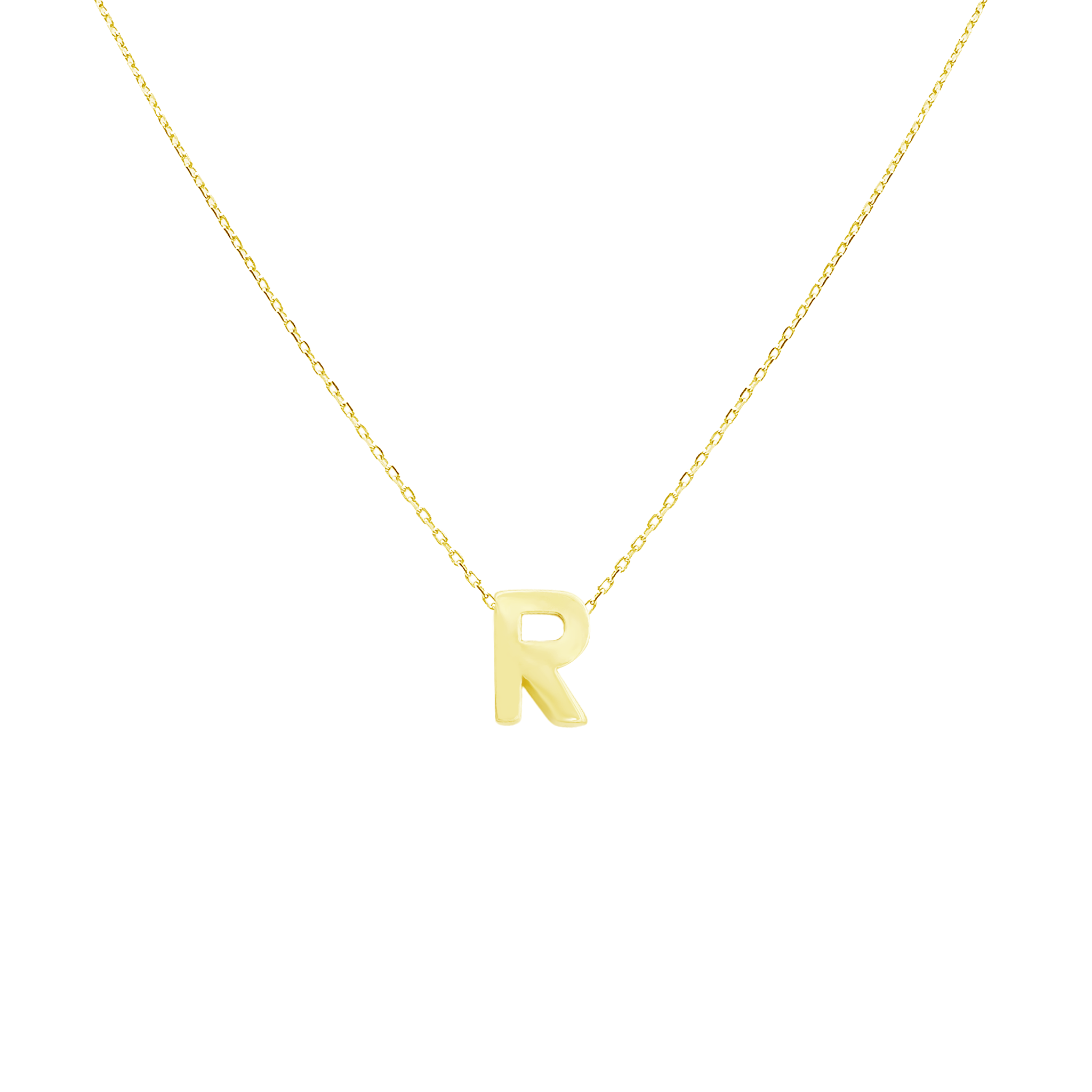 14K Yellow Gold Letter "R" Necklace 0.9Dwt