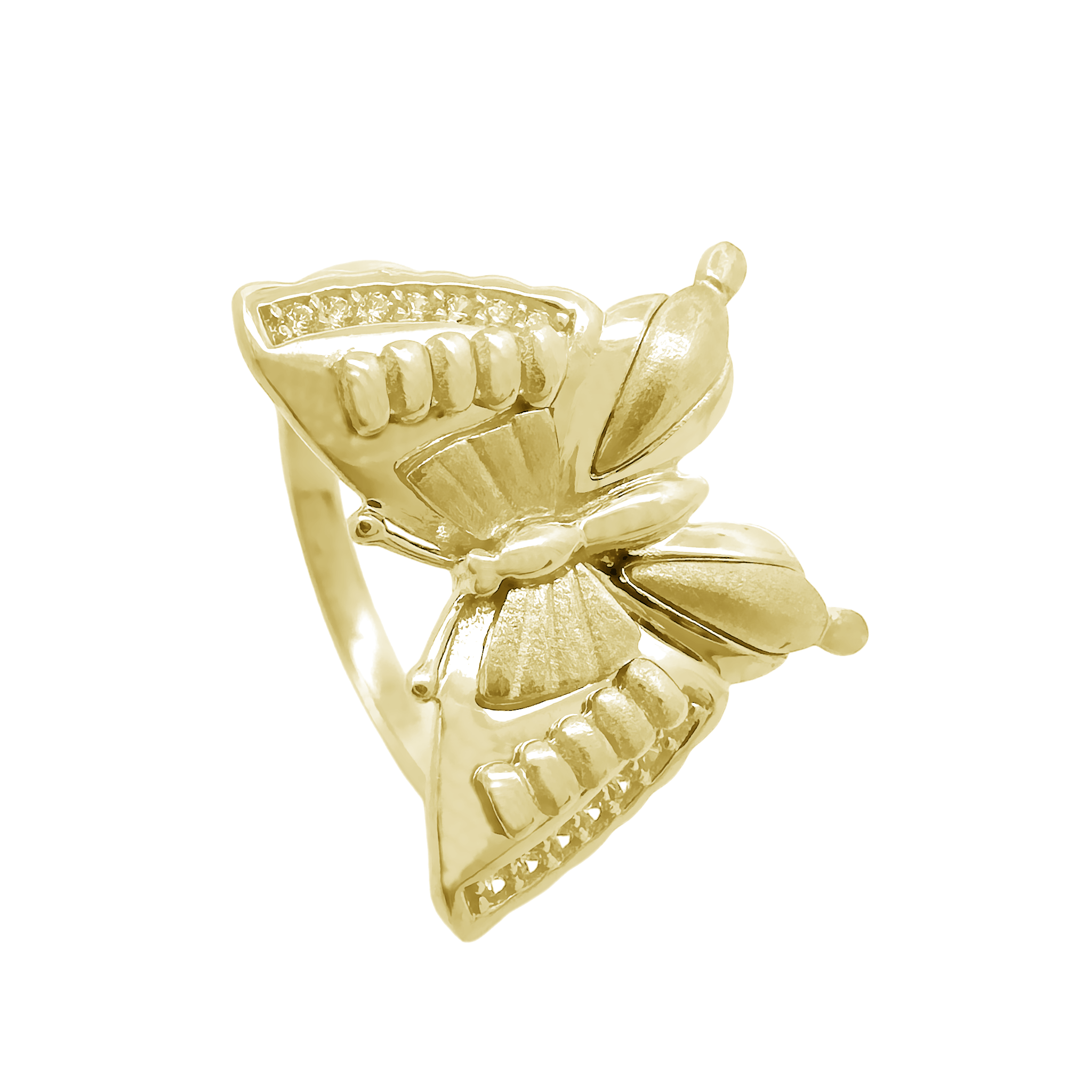 14K Yellow Gold Butterfly Ring Size 8 2.7Dt