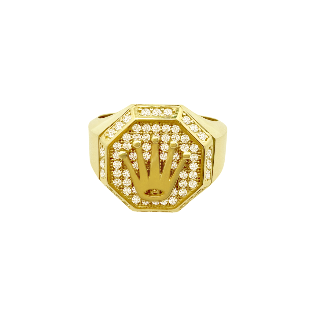 10K Yellow Gold Cz Rolex Style Fashion Ring Size 10  5.4Dwt