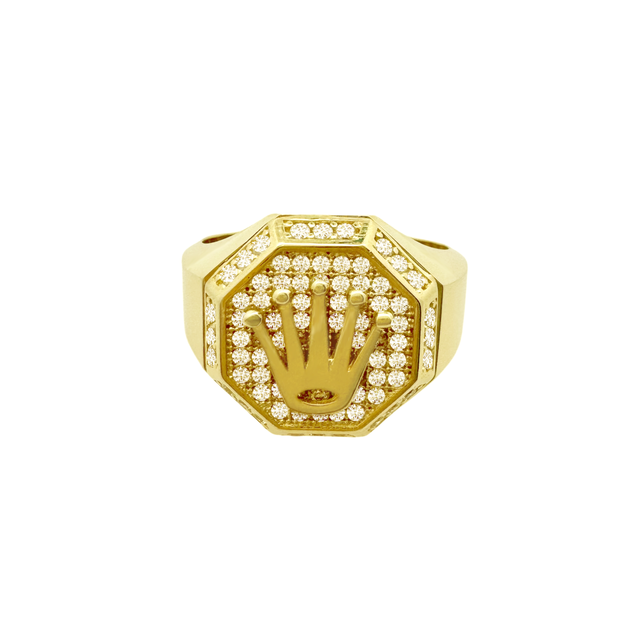 10K Yellow Gold Cz Rolex Style Fashion Ring Size 10  5.4Dwt