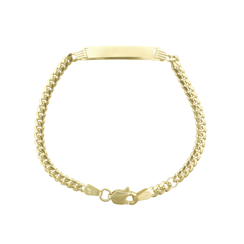 14K Yellow Gold Baby Miami Cuban Id Bracelet 4Mm 6In 3.2Dwt