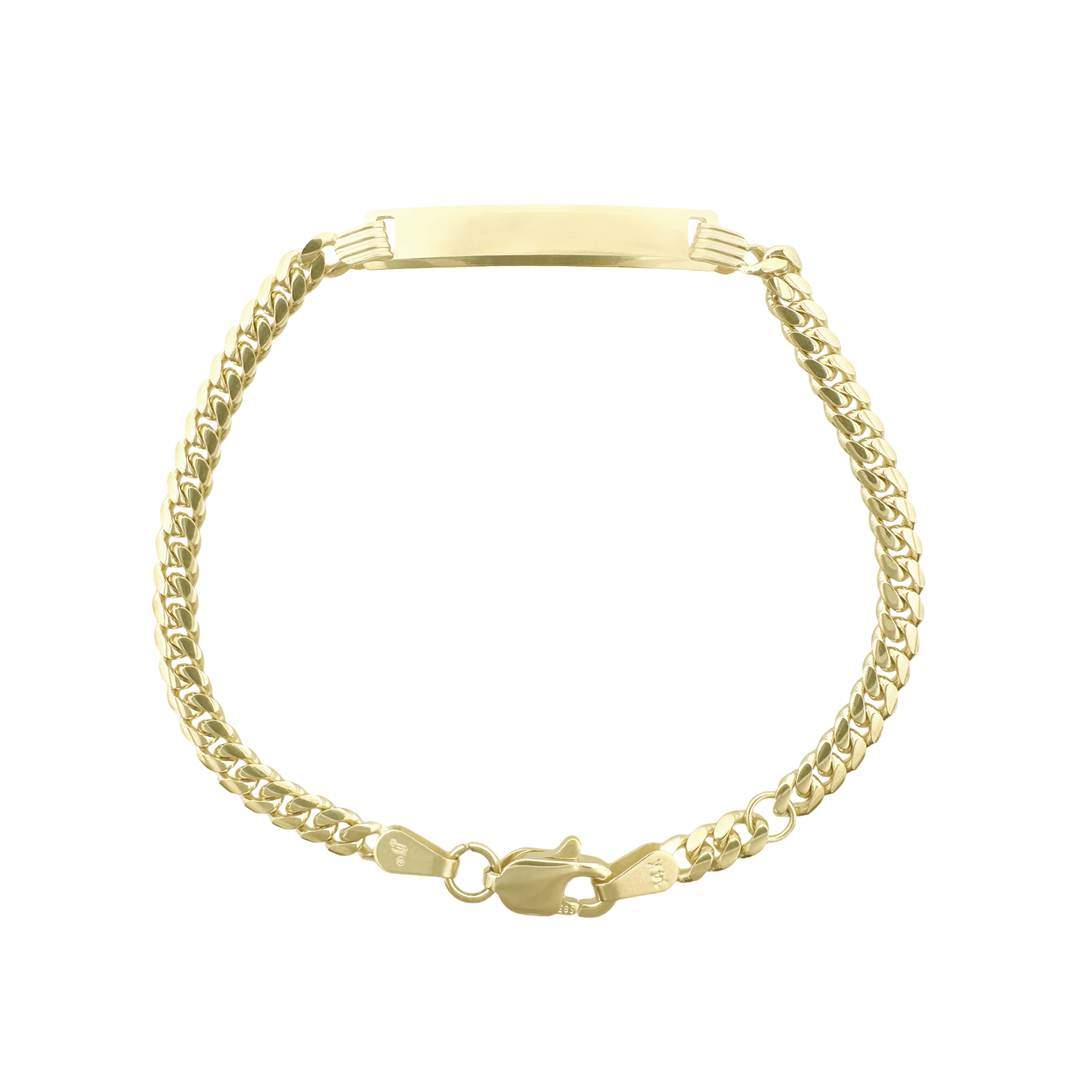 14K Yellow Gold Baby Miami Cuban Id Bracelet 4Mm 6In 3.2Dwt