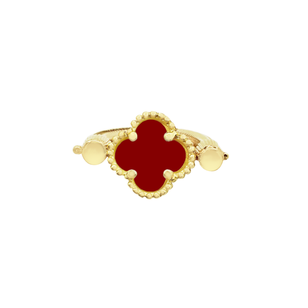 10K Yellow Gold Red & Gold Flower Reversible Stretch Ring 1.1Dwt