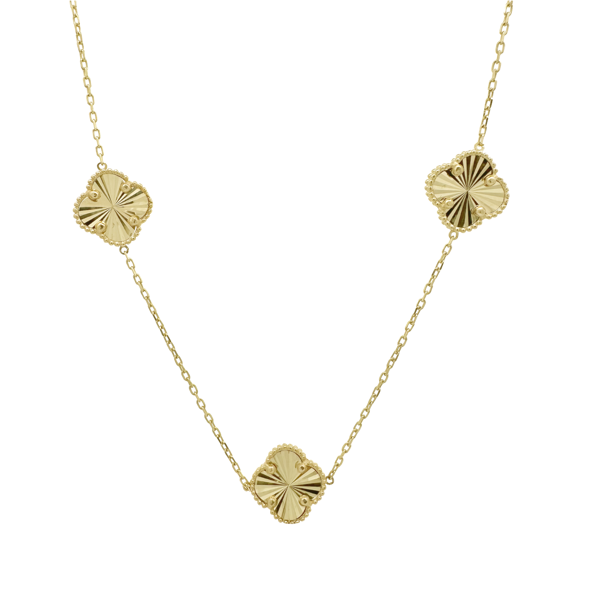 14K Yellow Gold Flowers Necklace 17In 7.0Dwt