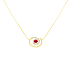 0.07Ct Dia 0.22Ct Rb 14K Yellow Gold Ruby Necklace 18In 1.4Dwt
