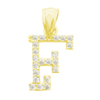 10K Yellow Gold Cubic Zirconia Letter "F" Pendant 0.4Dwt