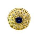 0.48Ctw 10K Yellow Gold Lab Grown Diamond & Sapphire Mens Rosetta Ring Size 11.75 10.9Dwt