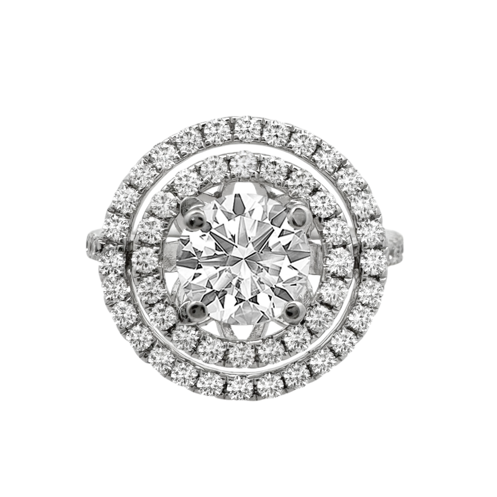 14K White Gold Diamond Halo Engagement Ring Size 6.5 3.5Dwt