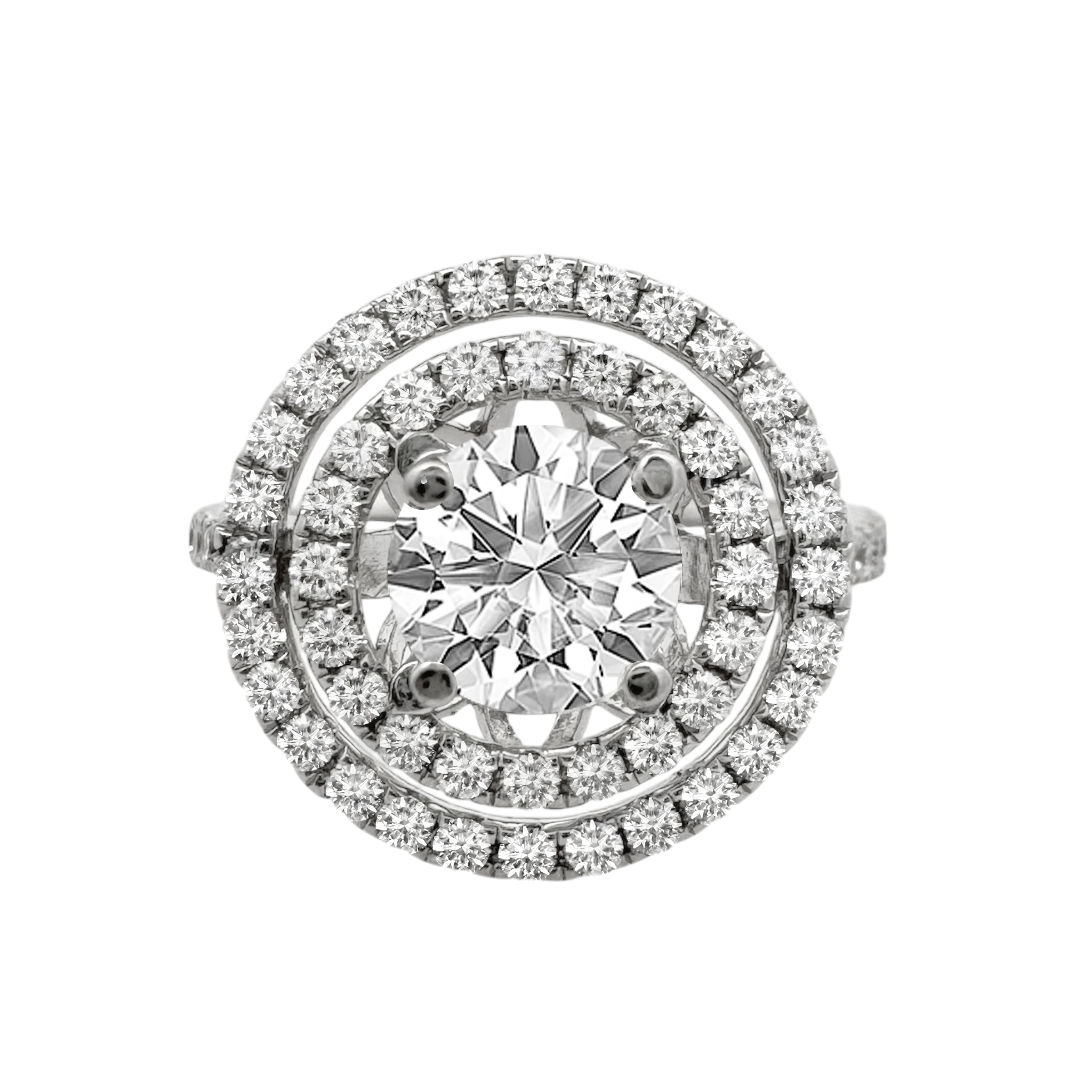 14K White Gold Diamond Halo Engagement Ring Size 6.5 3.5Dwt