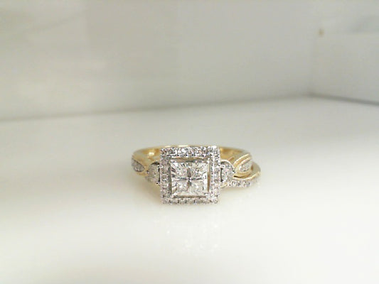 0.33Ctw 10K Yellow Gold Diamond Ladies Wedding Set Size 7 2.