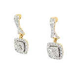 0.33Ctw 10K Yellow Gold Square Diamond Cluster Drop Earrings