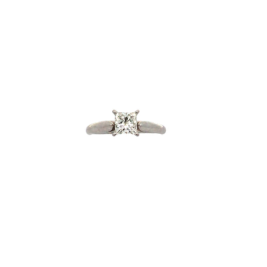 14K White Gold Princess Cut Solitaire Engagement Ring Size 6 1.6Dwt