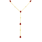 0.03Ct Dia 2.20Ct Ru 14K Yellow Gold Rubies Pendant Necklace 18In 1.9Dwt