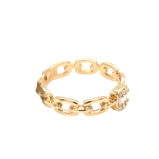(Uj2)0.09Ctw 14K Yellow Gold  Diamond Link Fashion Ring Size