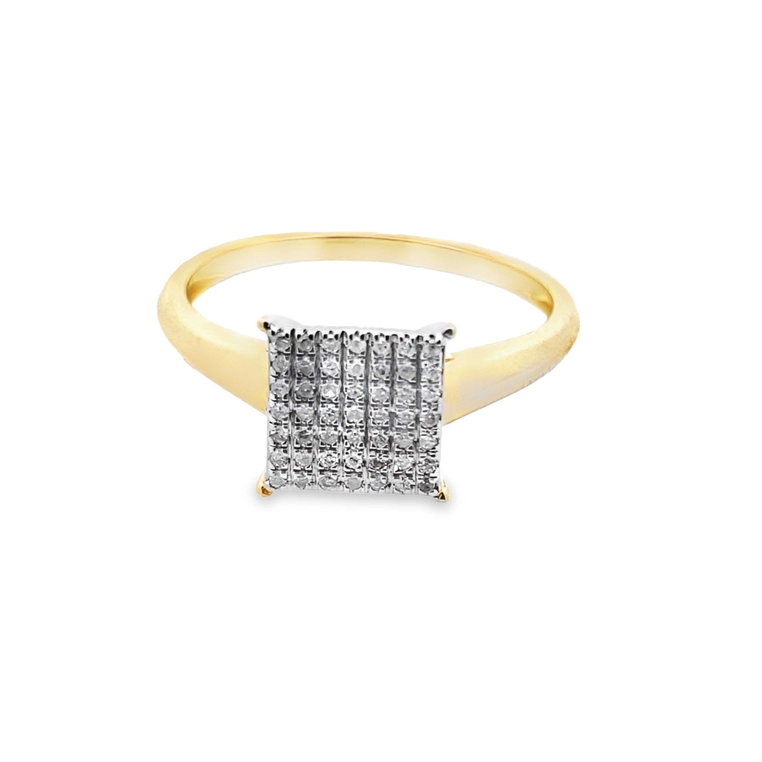 0.10Ctw 10K Yellow Gold Square Diamond Ring Size 7 1.0Dwt