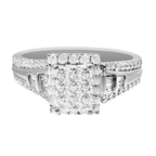 0.55Ctw 10K White  Gold Diamond Engagement Rings Size 7 2.2Dwt