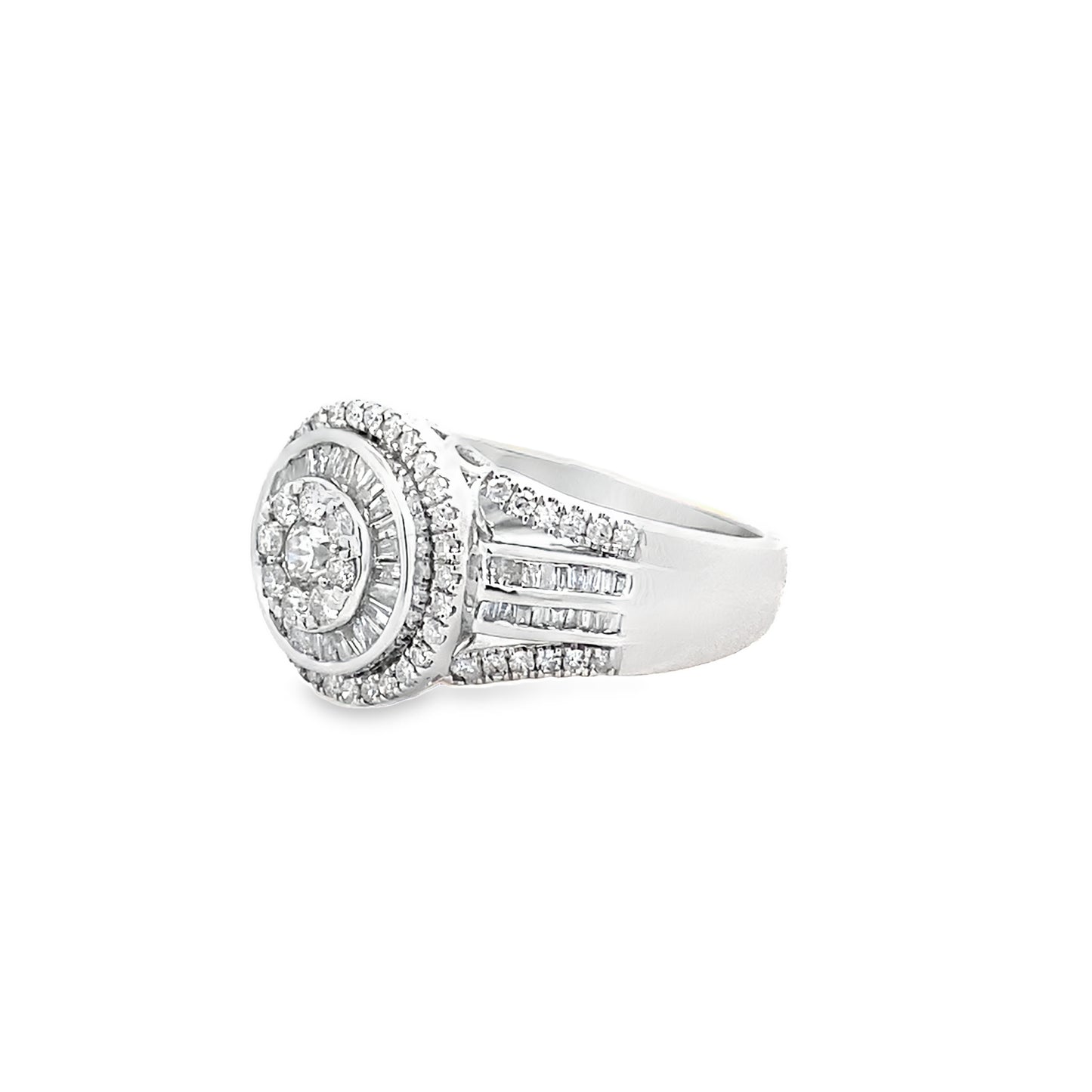 1.00Ctw 10K White Gold Diamond Fashion Ring Size 7 3.5Dwt