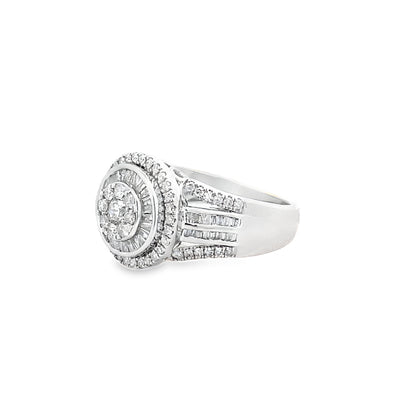 1.00Ctw 10K White Gold Diamond Fashion Ring Size 7 3.5Dwt