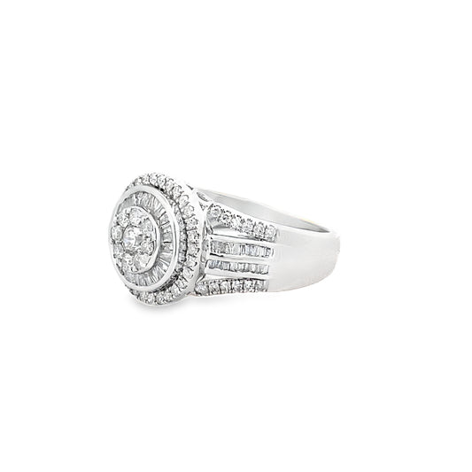 1.00Ctw 10K White Gold Diamond Fashion Ring Size 7 3.5Dwt