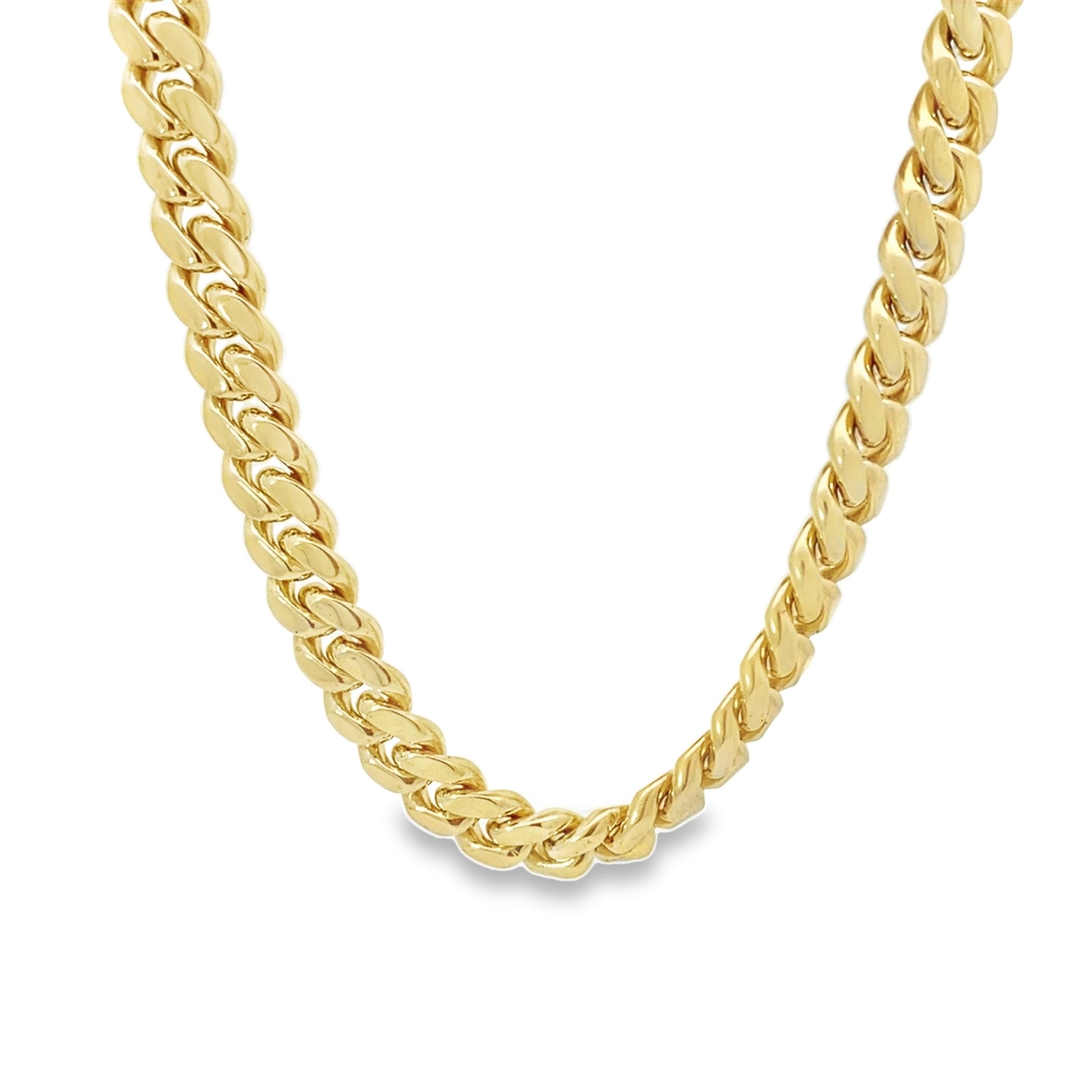 10K Yellow Gold Triple Clasp Cuban Link Chain 9Mm 25In 99.2Dwt/154.3G