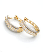 0.50Ctw 10K Yellow Gold Diamond Hoop Earrings