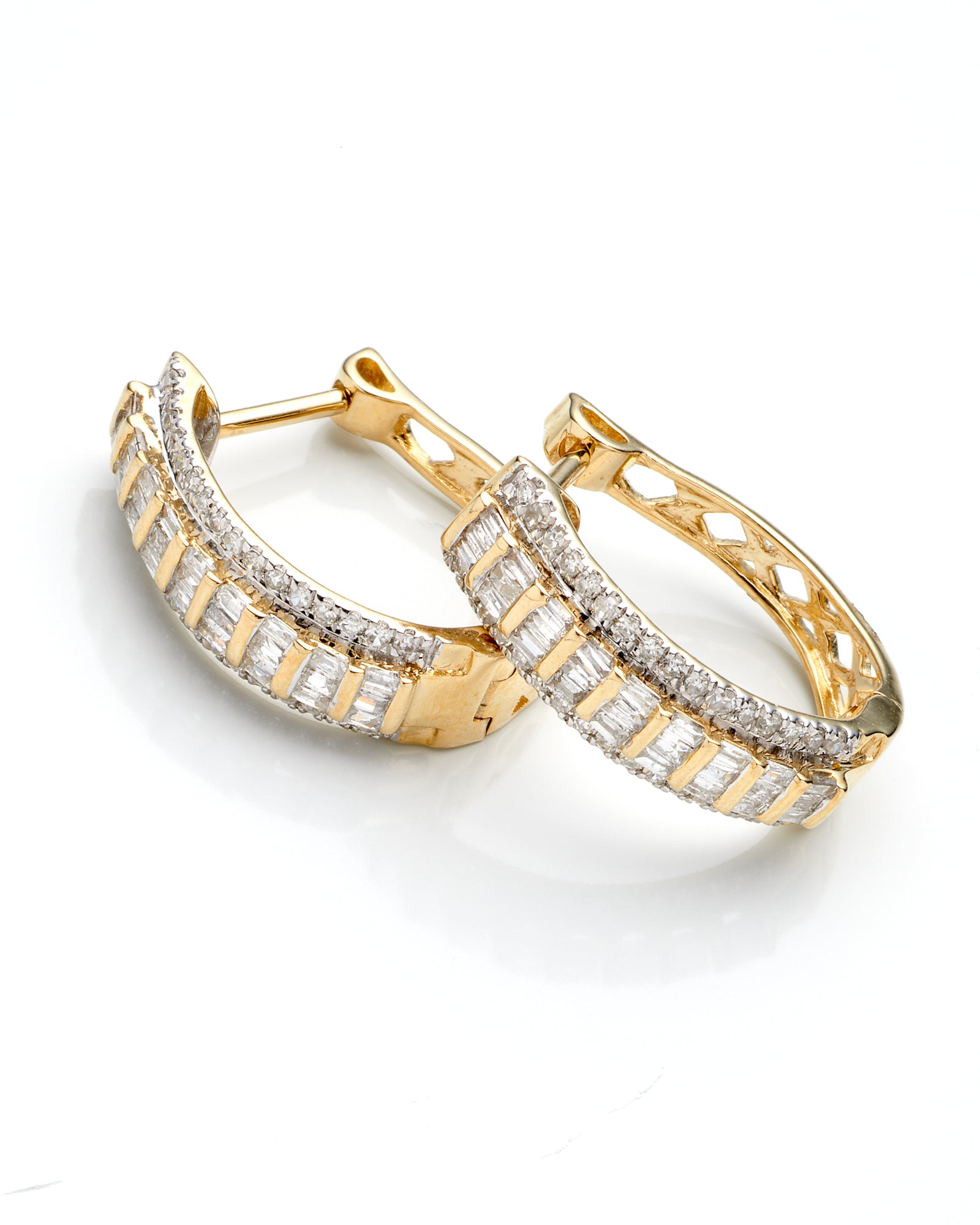 0.50Ctw 10K Yellow Gold Diamond Hoop Earrings
