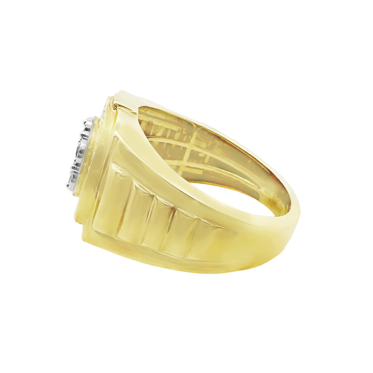 0.50Ctw 10K Yellow Gold Mens Cluster Diamond Ring Size 10 3.6Dwt