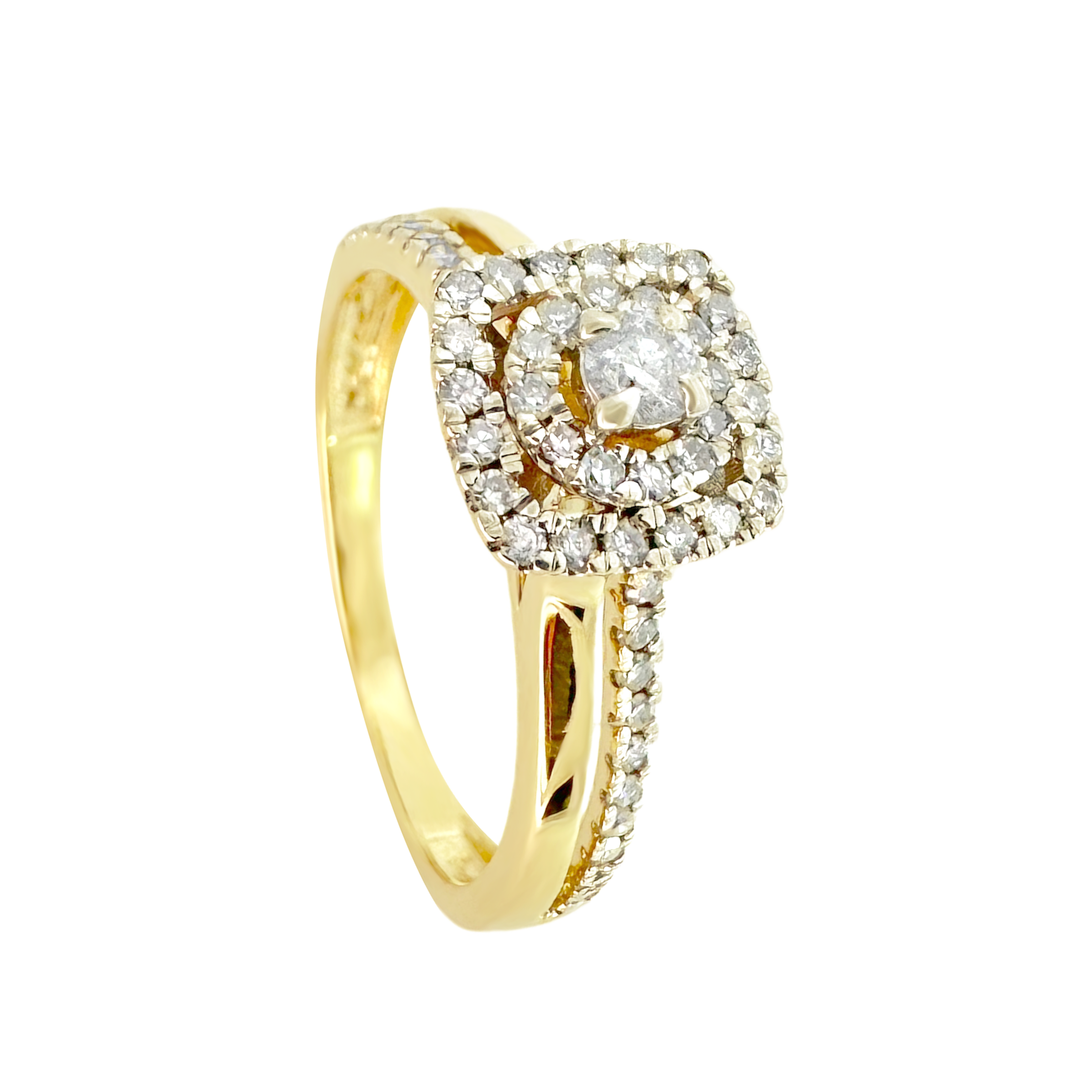 0.40Ctw 10K Yellow Gold Diamond Engagement Ring Size 7 1.6Dwt