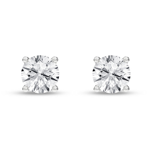 0.50Ctw 14K White Gold Lab Grown Round Diamond Solitaire Stud Earrings Igi Certified