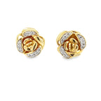 10K Yellow Gold Diamond Rose Stud Earring 2.3Dwt