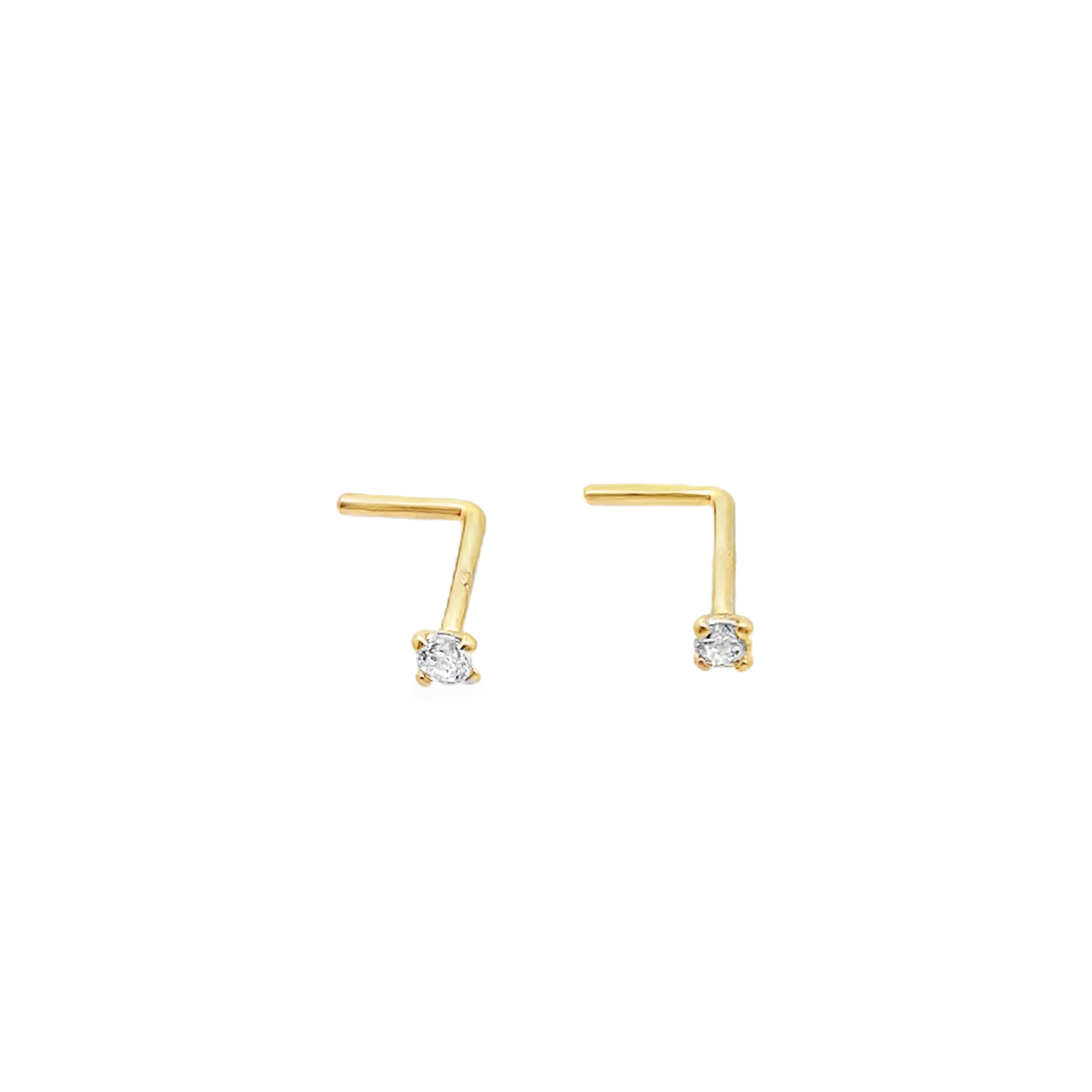 14K Yellow Gold Cz Stud Nose Ring