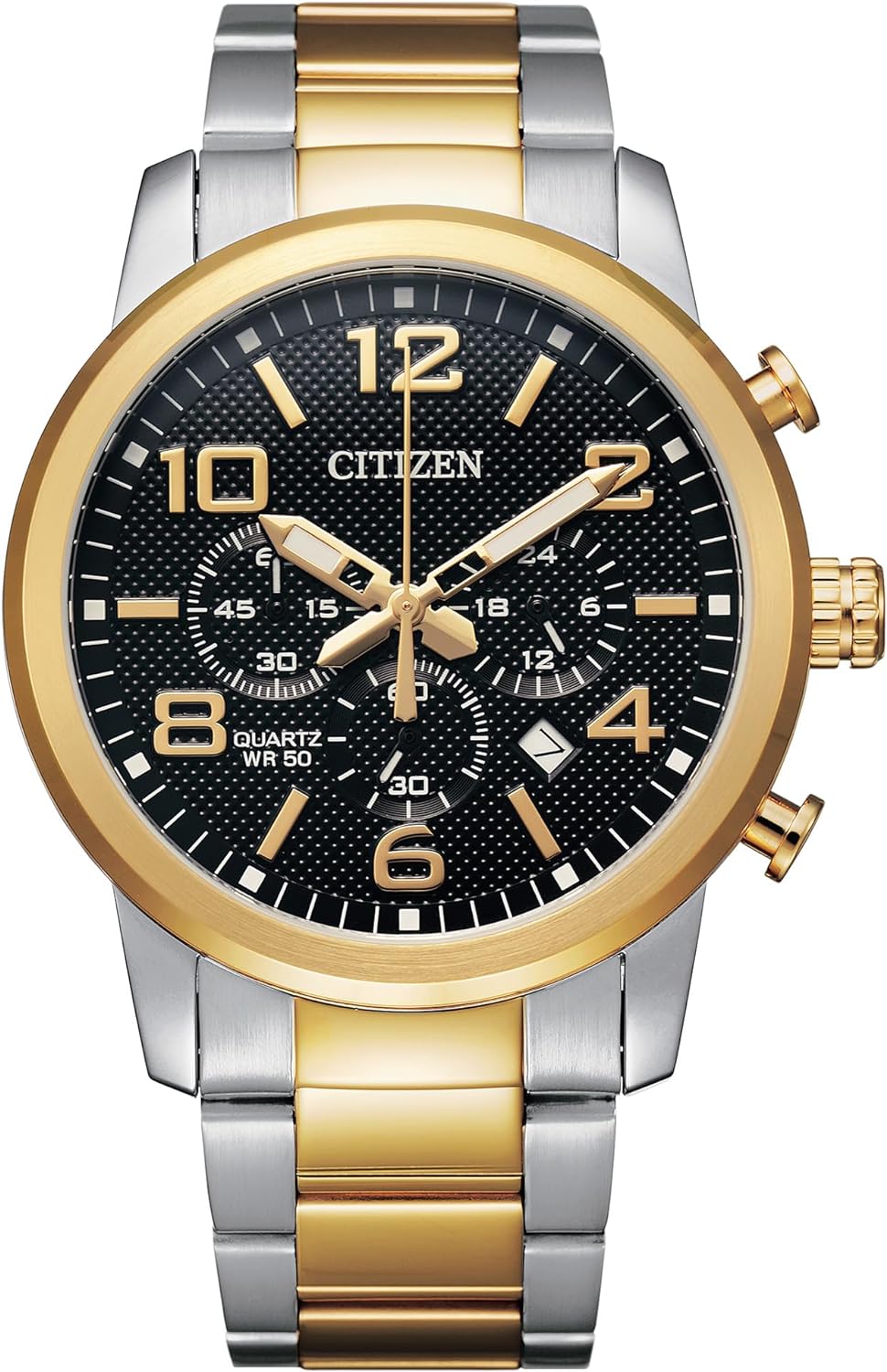 Citizen Quartz Mens Watch (An8054-50E) Two Tone Black Dial